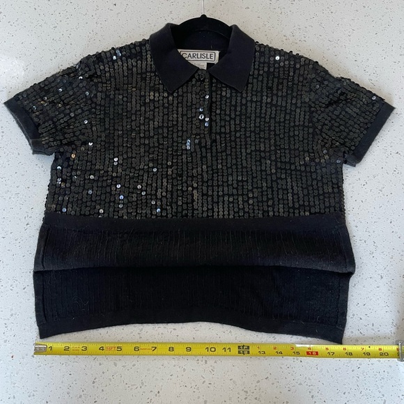 Carlisle Sequin Cashmere /Silk Polo Shirt - Picture 11 of 16